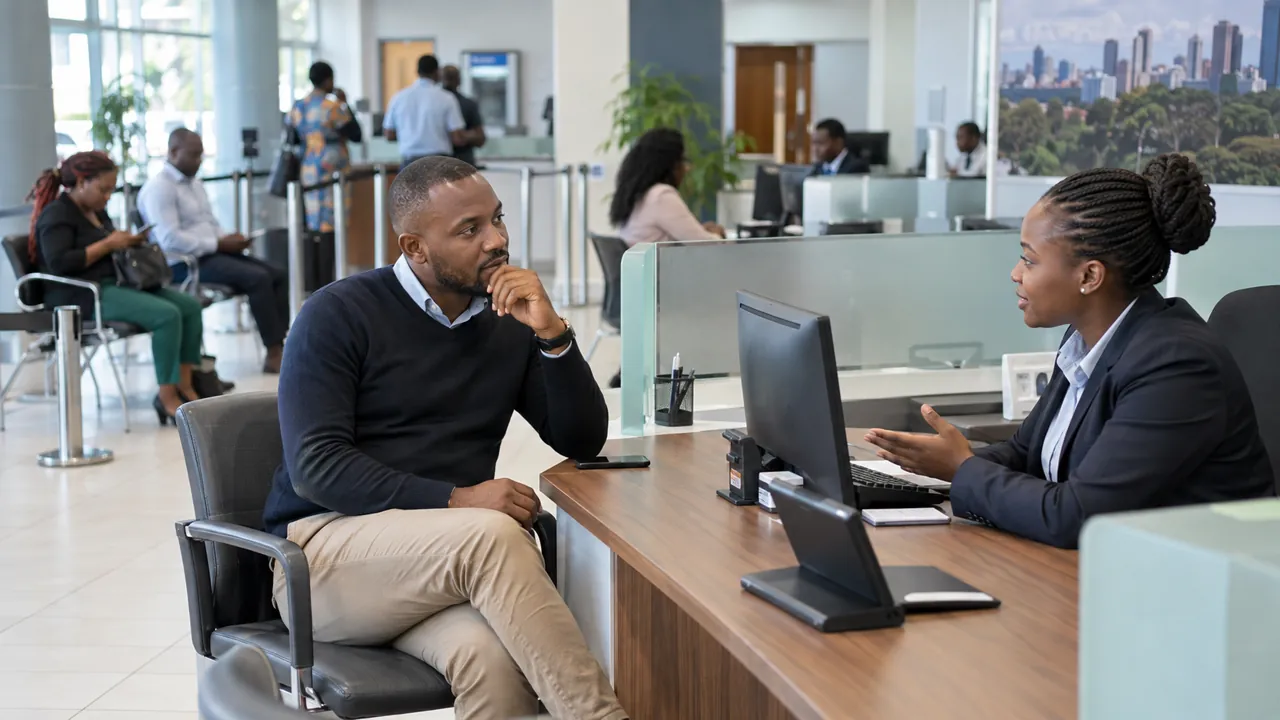 Customer service mystery shopping visit in a modern Kenyan bank branch