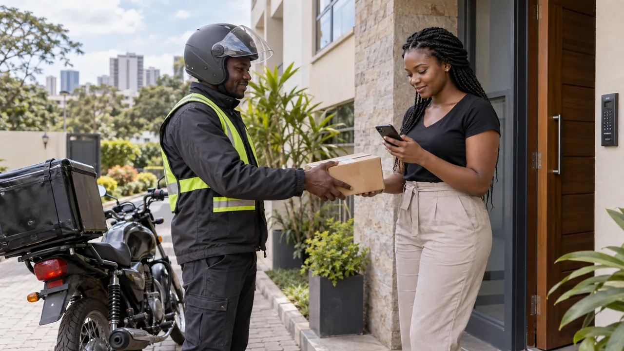 Mystery customer assessing an e-commerce delivery handover in Nairobi