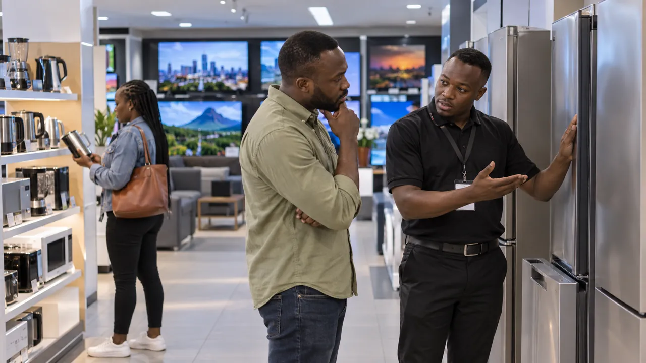 Mystery shopper comparing sales advice in a Nairobi electronics store