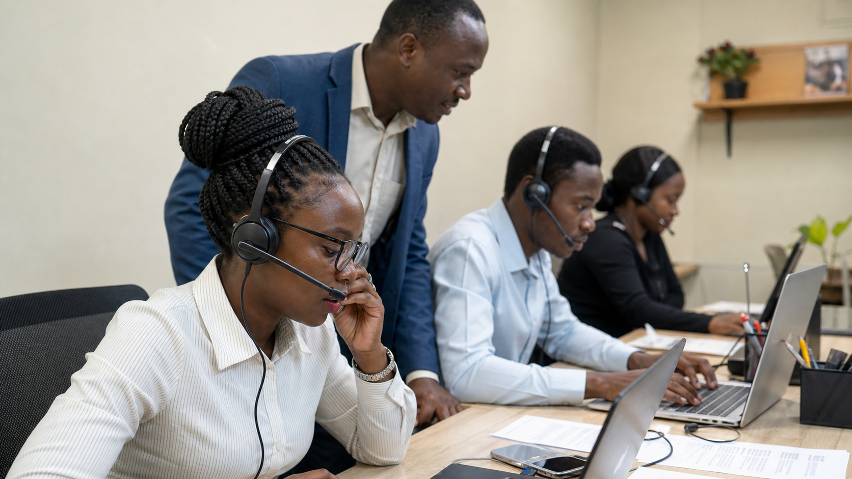 Phone verification team supporting a research assignment